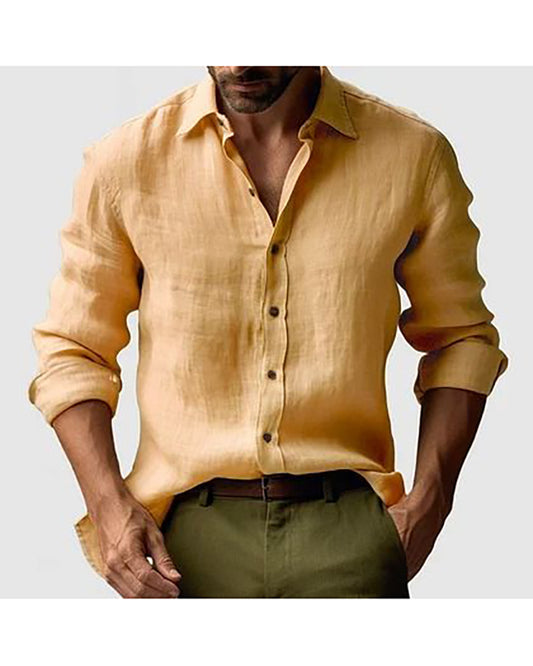 Vintage Yellow Colored Linen Shirt