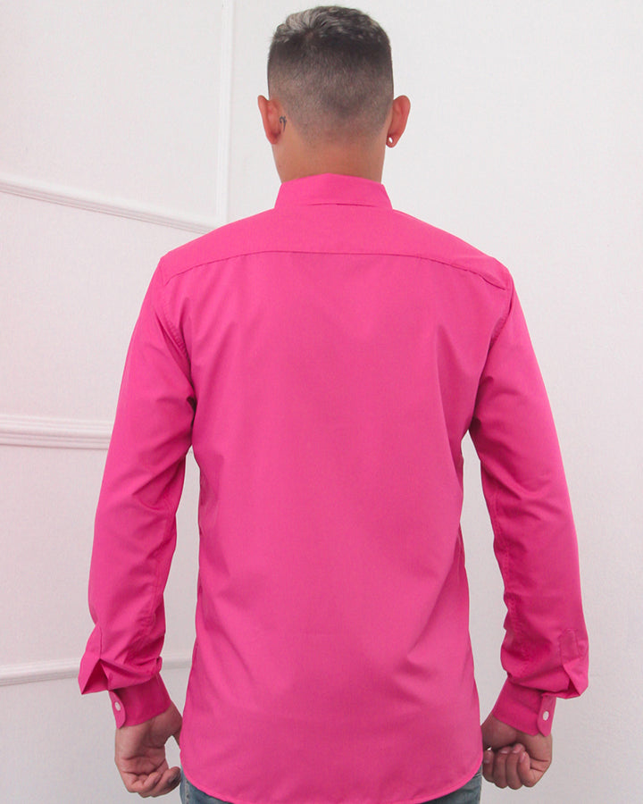 Stylish Bright Pink Colored Cotton Shirt