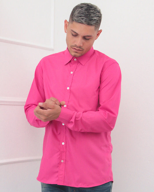 Stylish Bright Pink Colored Cotton Shirt