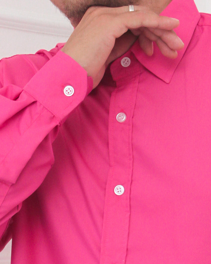 Stylish Bright Pink Colored Cotton Shirt