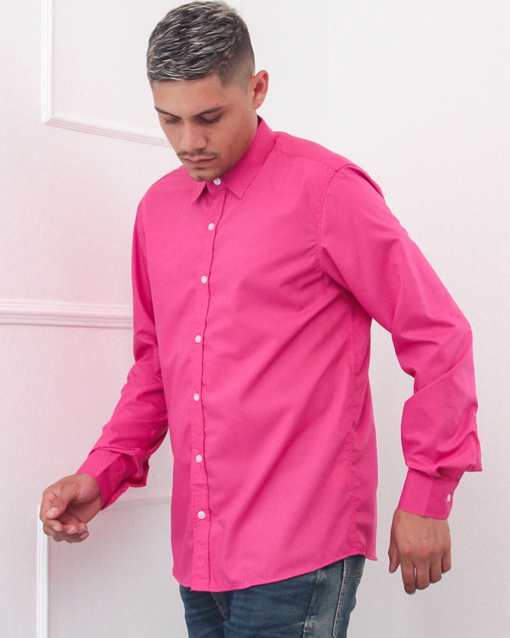 Stylish Bright Pink Colored Cotton Shirt