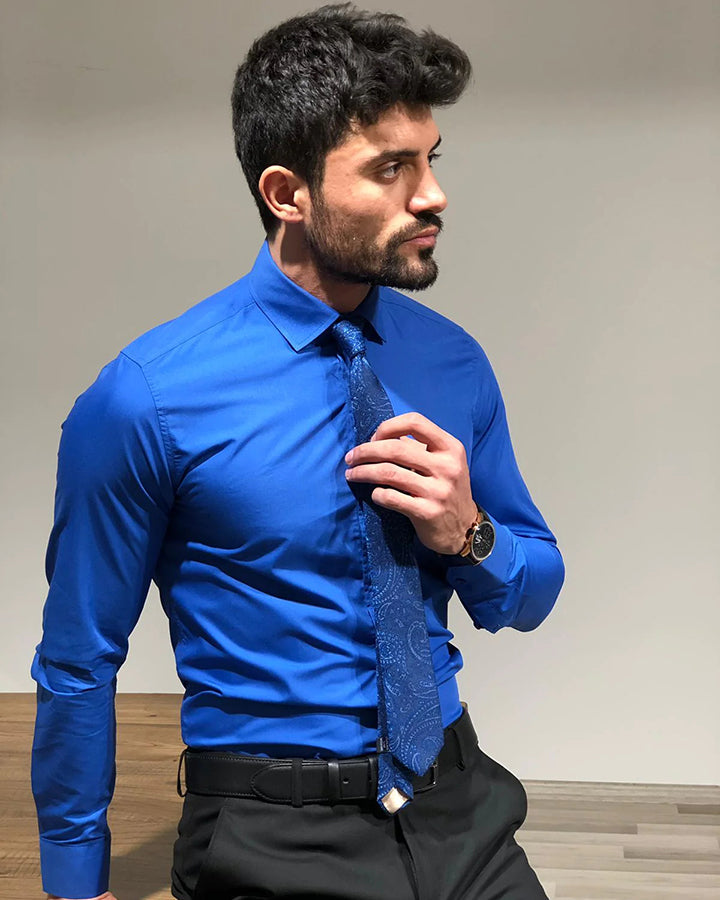 Attractive Navy Blue Colored Cotton Shirt