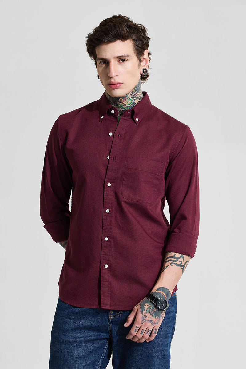 Maroon Signature Pure Cotton Shirt
