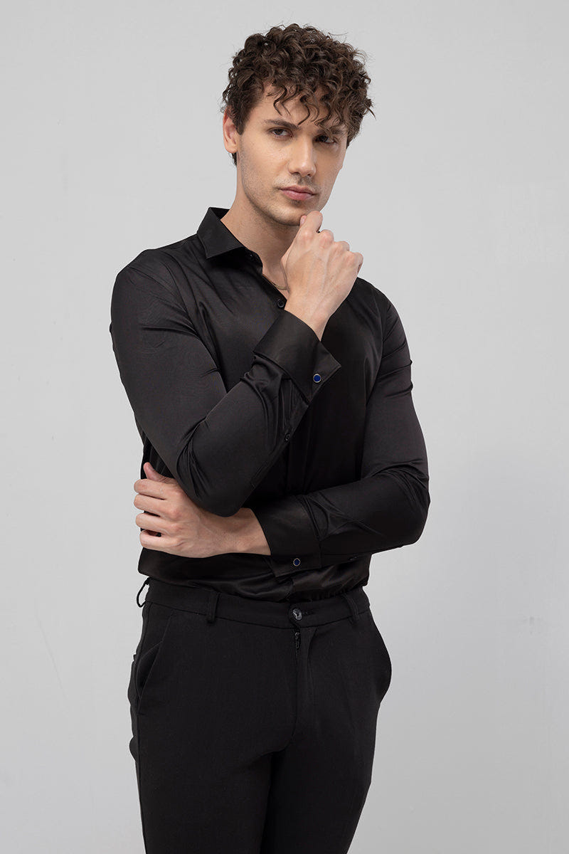 Black Smart-Fit Cotton Shirt for Work & Daily Use