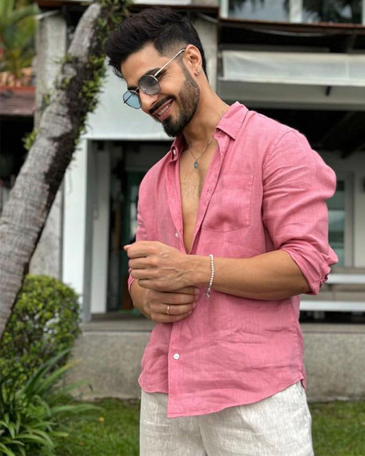 Light Pink Comfort-Fit Cotton Shirt