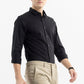 Matte Black Smooth Cotton Shirt with a Strong Contemporary Feel