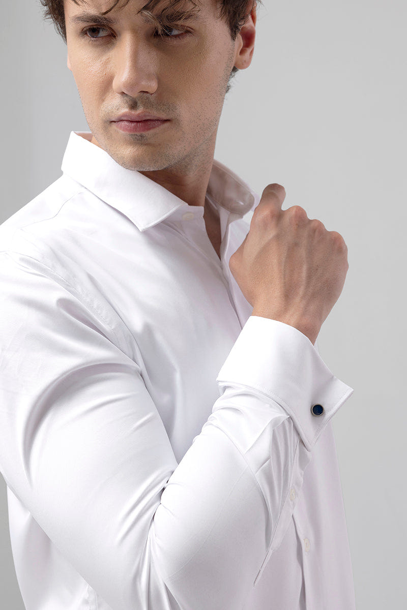 White Comfort-Fit Cotton Shirt for Office Wear