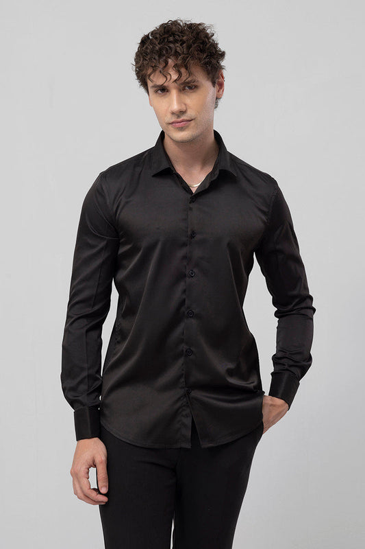 Black Smart-Fit Cotton Shirt for Work & Daily Use