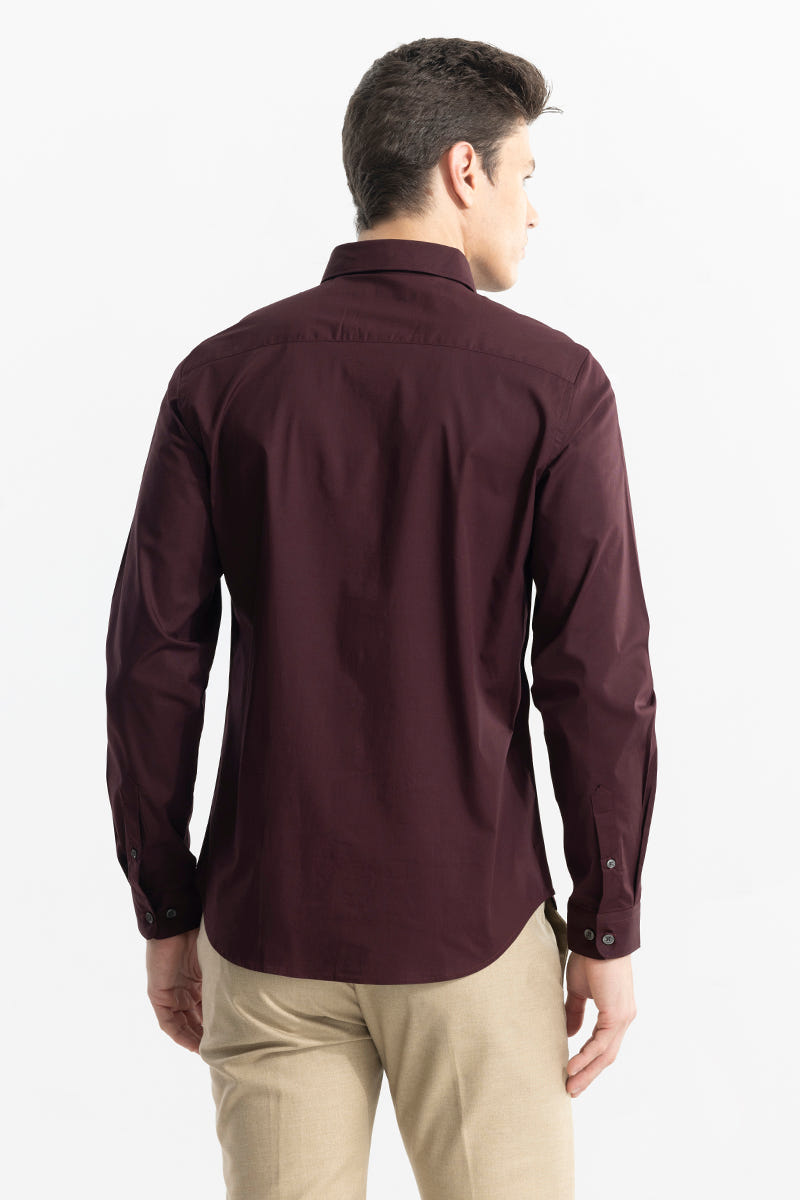 Terra Maroon Premium Cotton Full-Sleeve Shirt with a Warm Refined Shade