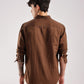 Brown Comfort-Fit Cotton Shirt Office Wear