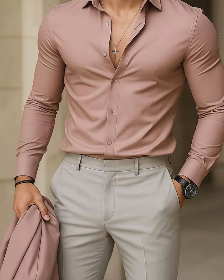 Pink Comfort-Fit Cotton Shirt