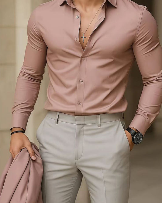 Pink Comfort-Fit Cotton Shirt