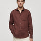 Dark Brown Cotton Long-Sleeve Shirt