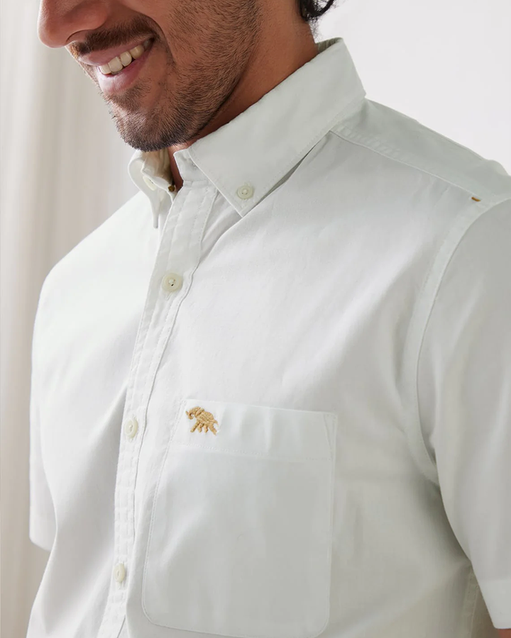 New White Colored Bamboo Mark Half Sleeve Shirt