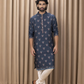 Blue Color Cotton Floral Print Kurta
