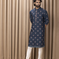 Blue Color Cotton Floral Print Kurta