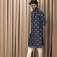 Blue Color Cotton Floral Print Kurta