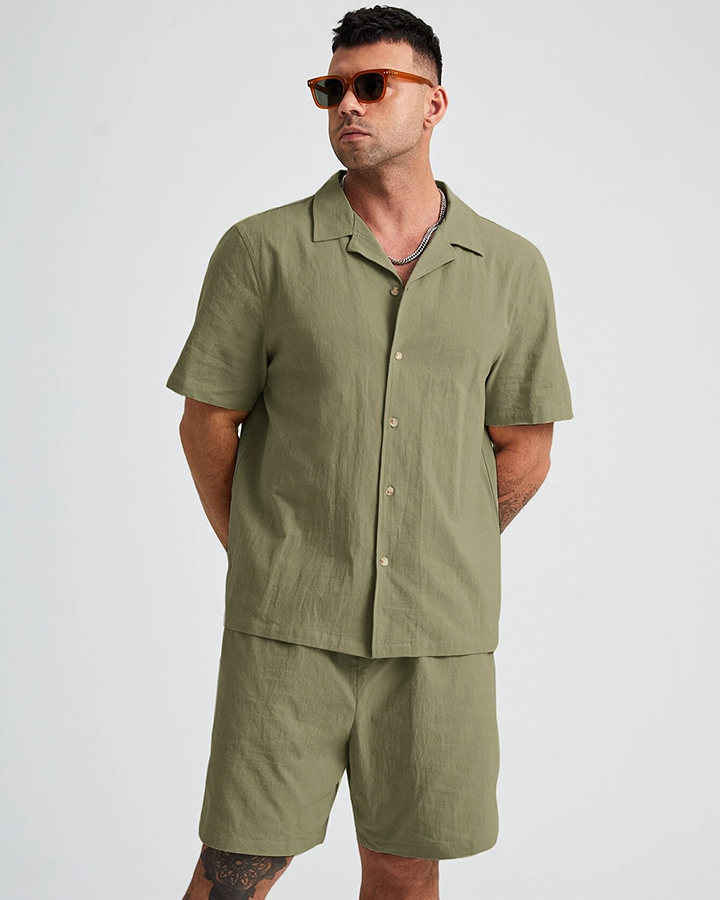 Regular Fit Army Green Colored Cotton Shirt