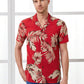 Red Colored Linen Tropical Printed Shirt