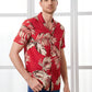 Red Colored Linen Tropical Printed Shirt