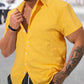 Atrractive Yellow Linen Half Sleeve Shirt