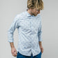 Sky Blue Rayon Casual Printed Shirt