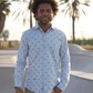 Sky Blue Rayon Casual Printed Shirt
