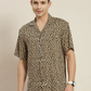 Beige & Black Colored Leopard Printed Shirt