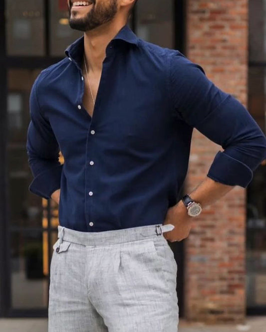 Navy Blue Colored Cotton Shirt