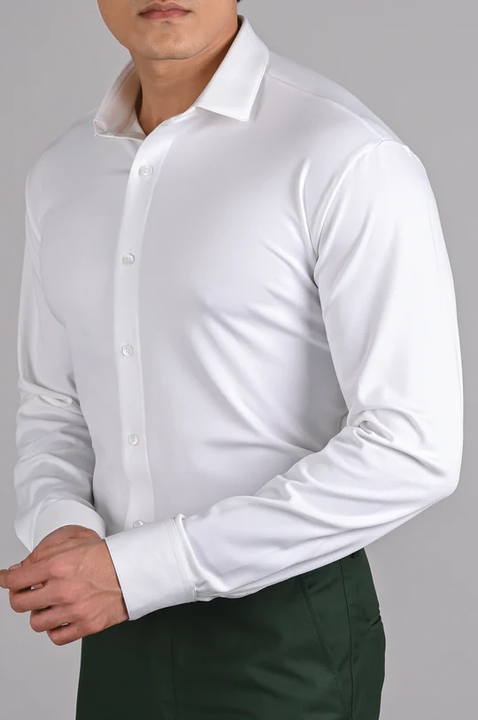 Formal White Colored Cotton Stretch Shirt