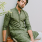 Tea Green Colored Cotton Kurta