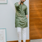 Tea Green Colored Cotton Kurta