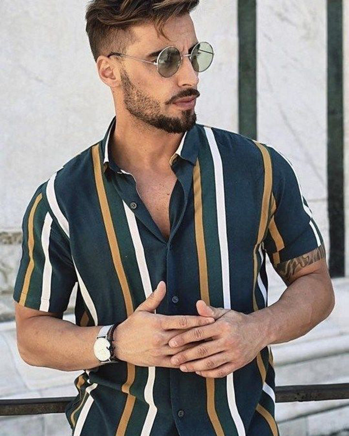 Stylish Men Striped Half Sleeve Shirt