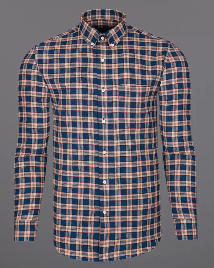 Blue Colored Rayon Checkered Full Sleeve Shirt