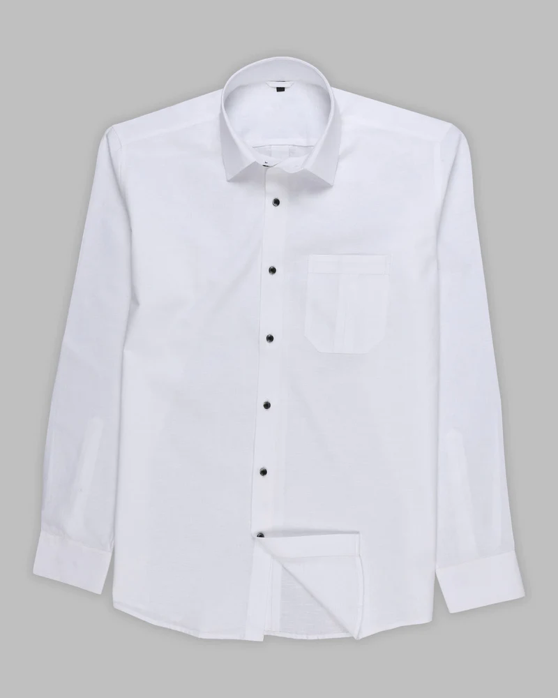 Regular Fit White Colored Cotton Shirt