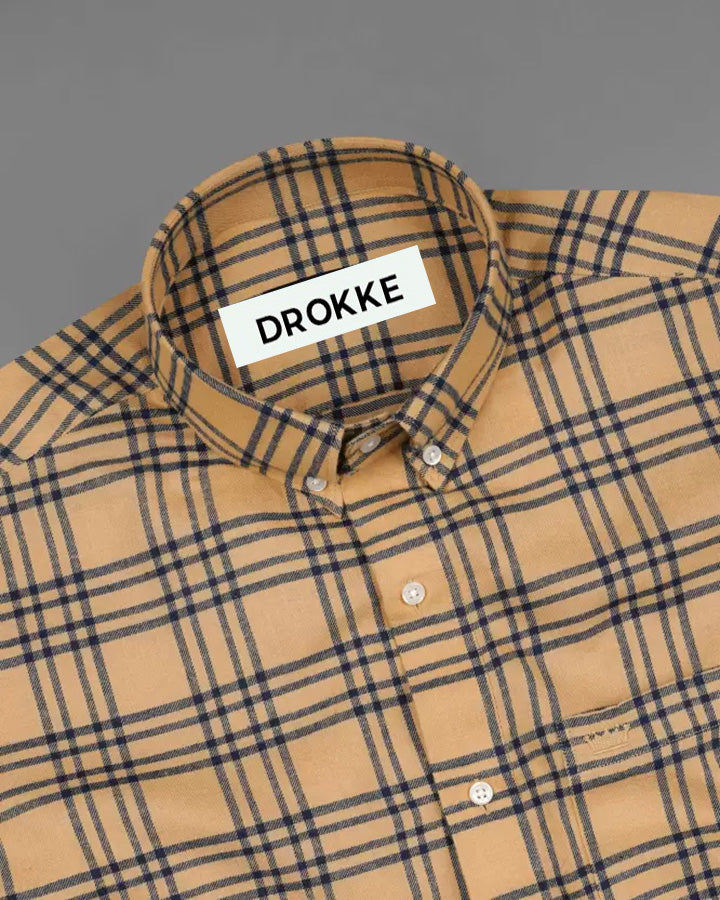 Brown Colored Cotton Checkered Shirt