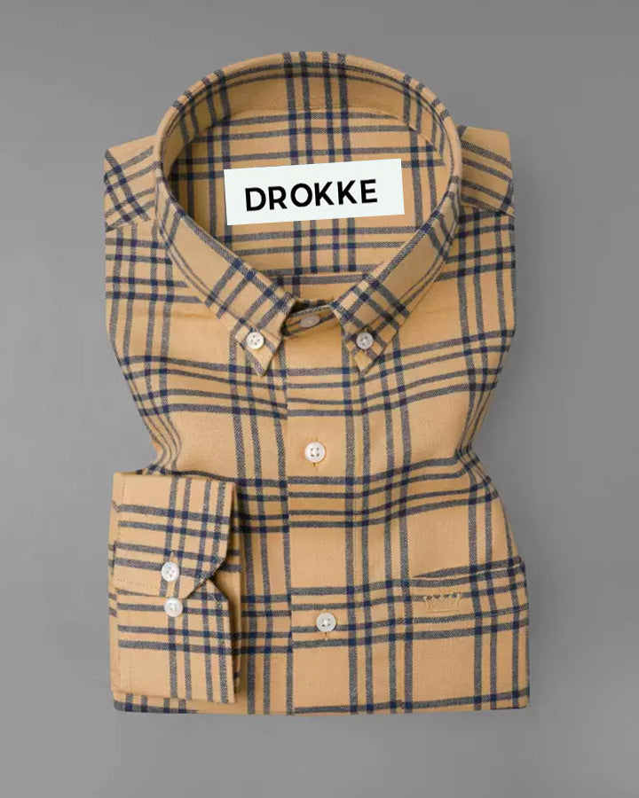 Brown Colored Cotton Checkered Shirt
