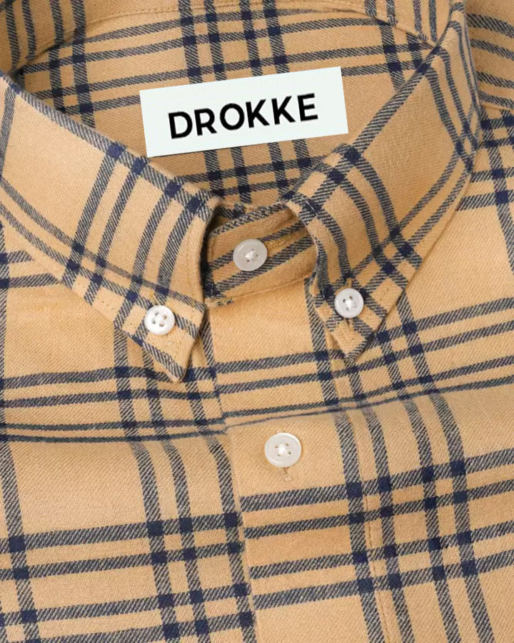 Brown Colored Cotton Checkered Shirt