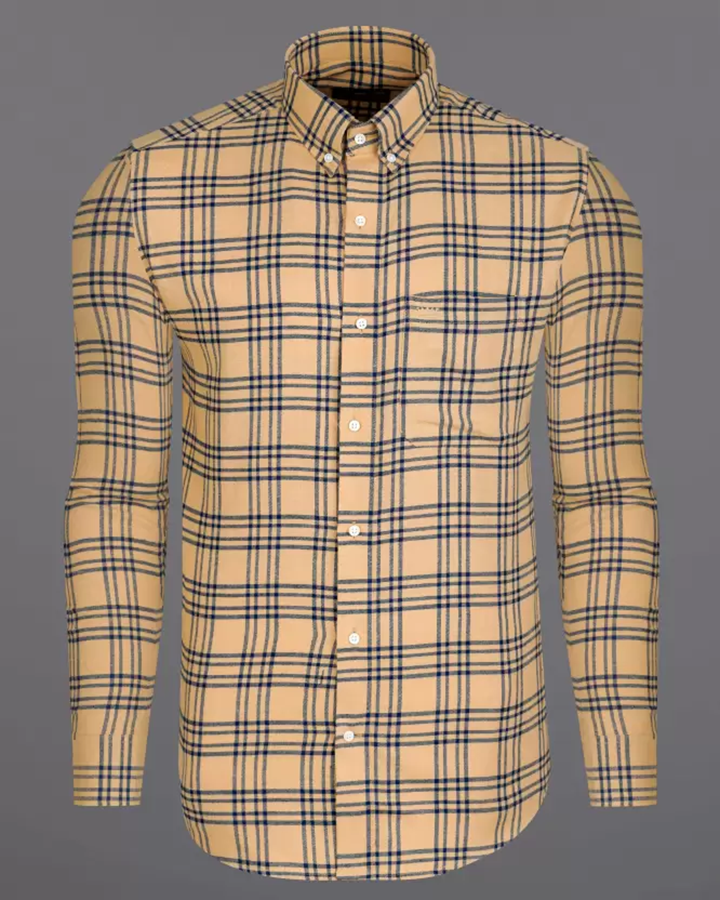 Brown Colored Cotton Checkered Shirt