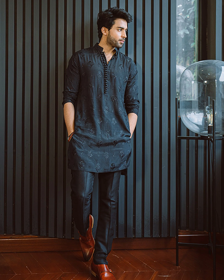 Black Colored Cotton Kurta