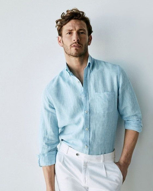 Formal Light Blue Colored Cotton Shirt