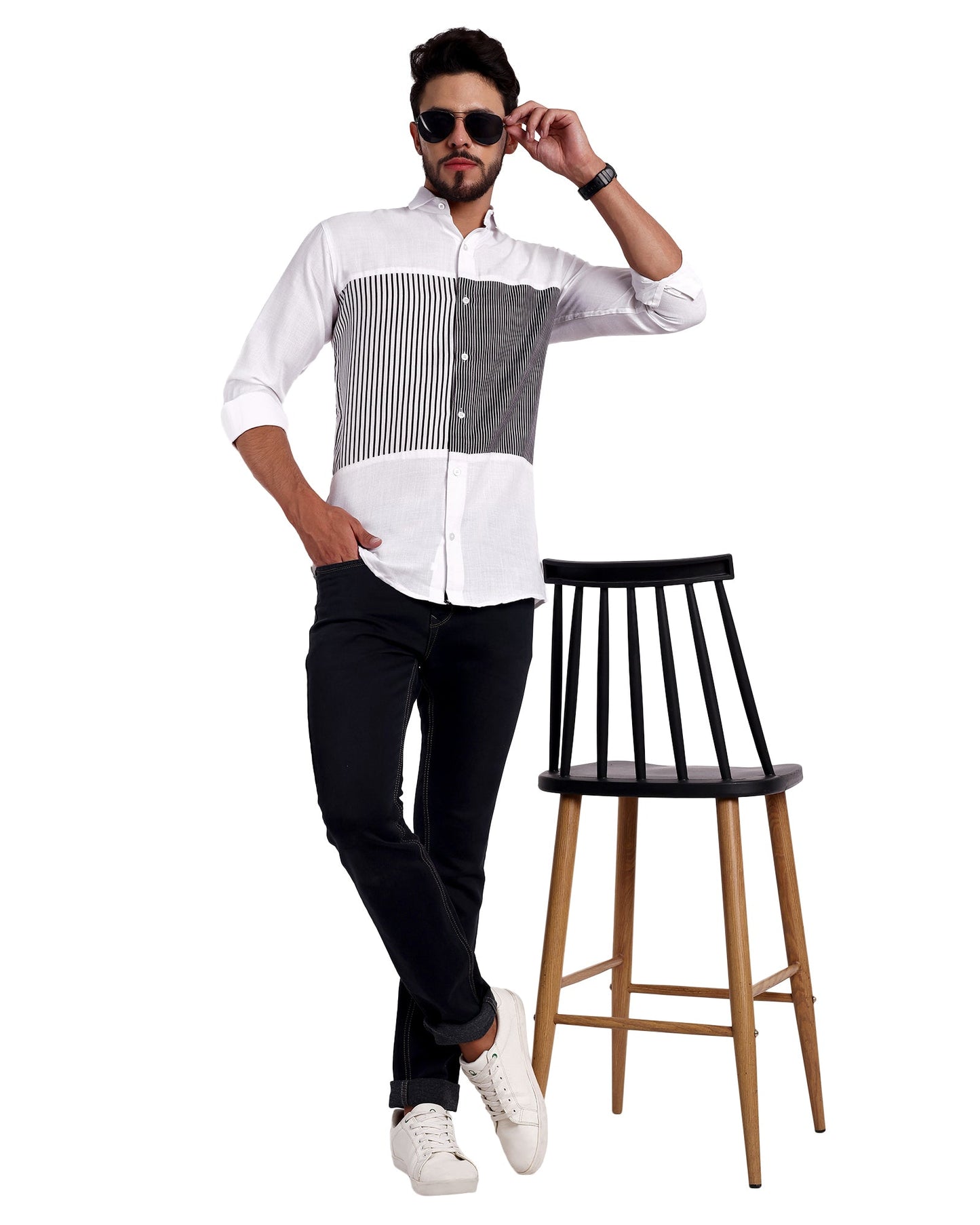 White Color Striped Stylish Shirt