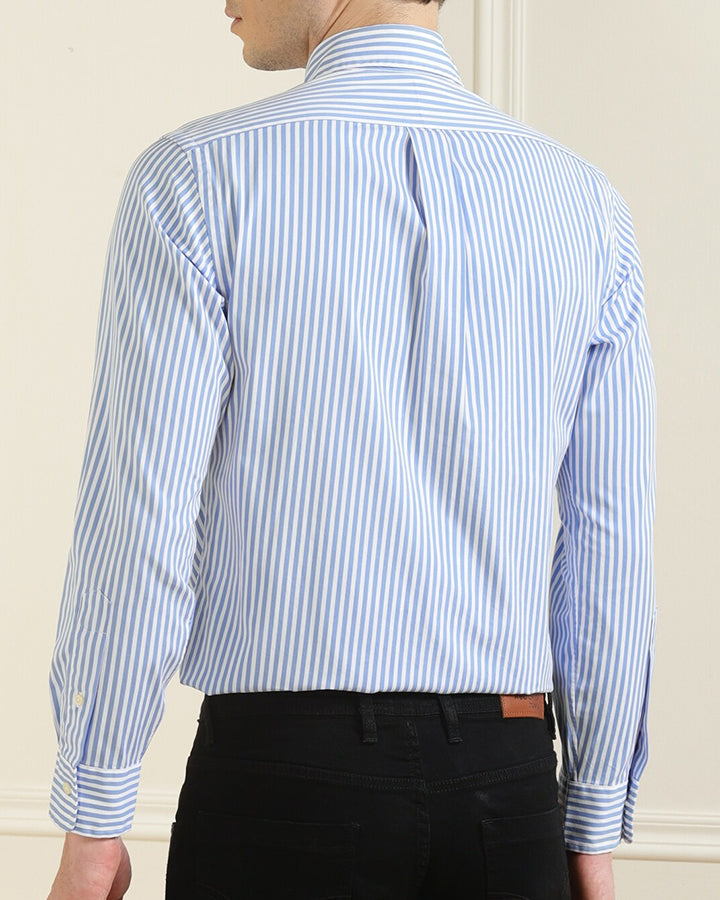 Blue Colored Cotton Striped Shirt