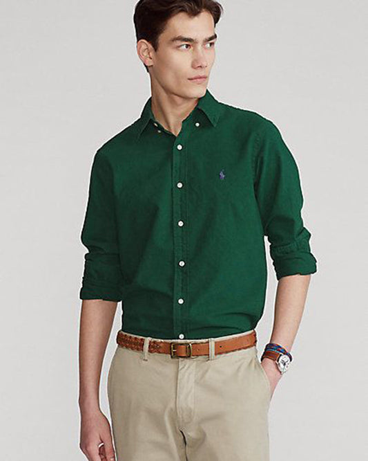 Classic Dark Green Colored Cotton Shirt