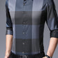 Navy Blue Colored Linen Checks Full Sleeve Shirt