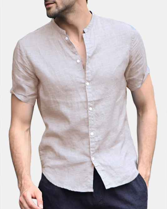 Beige Colored Cotton Half Sleeve Shirt