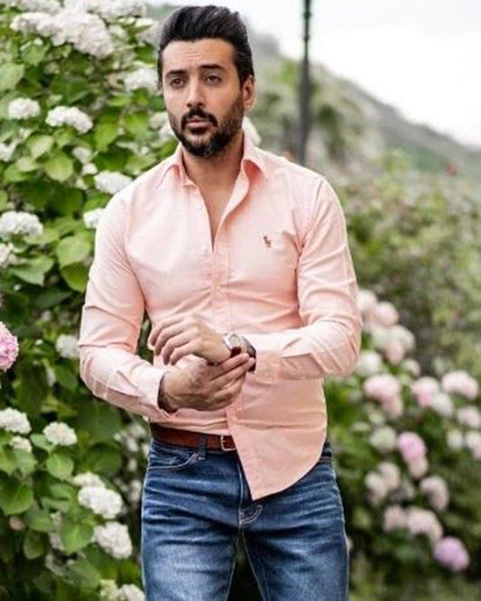 Plain Pink Colored Cotton Shirt