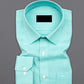 Formal Aqua Blue Colored Linen Solid Shirt