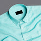 Formal Aqua Blue Colored Linen Solid Shirt