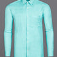 Formal Aqua Blue Colored Linen Solid Shirt